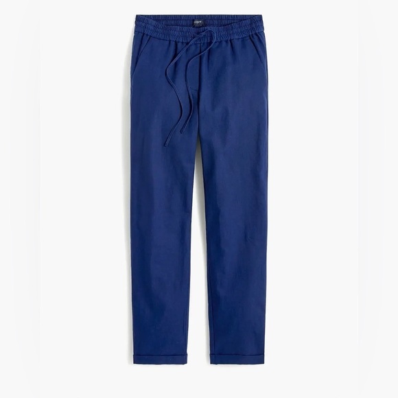 J. Crew Navy Blue Linen Blend Pull On Tapered Pants - Picture 1 of 8